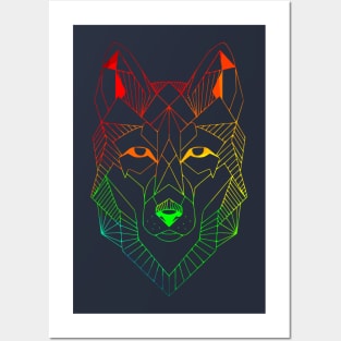 geometric wolf Posters and Art